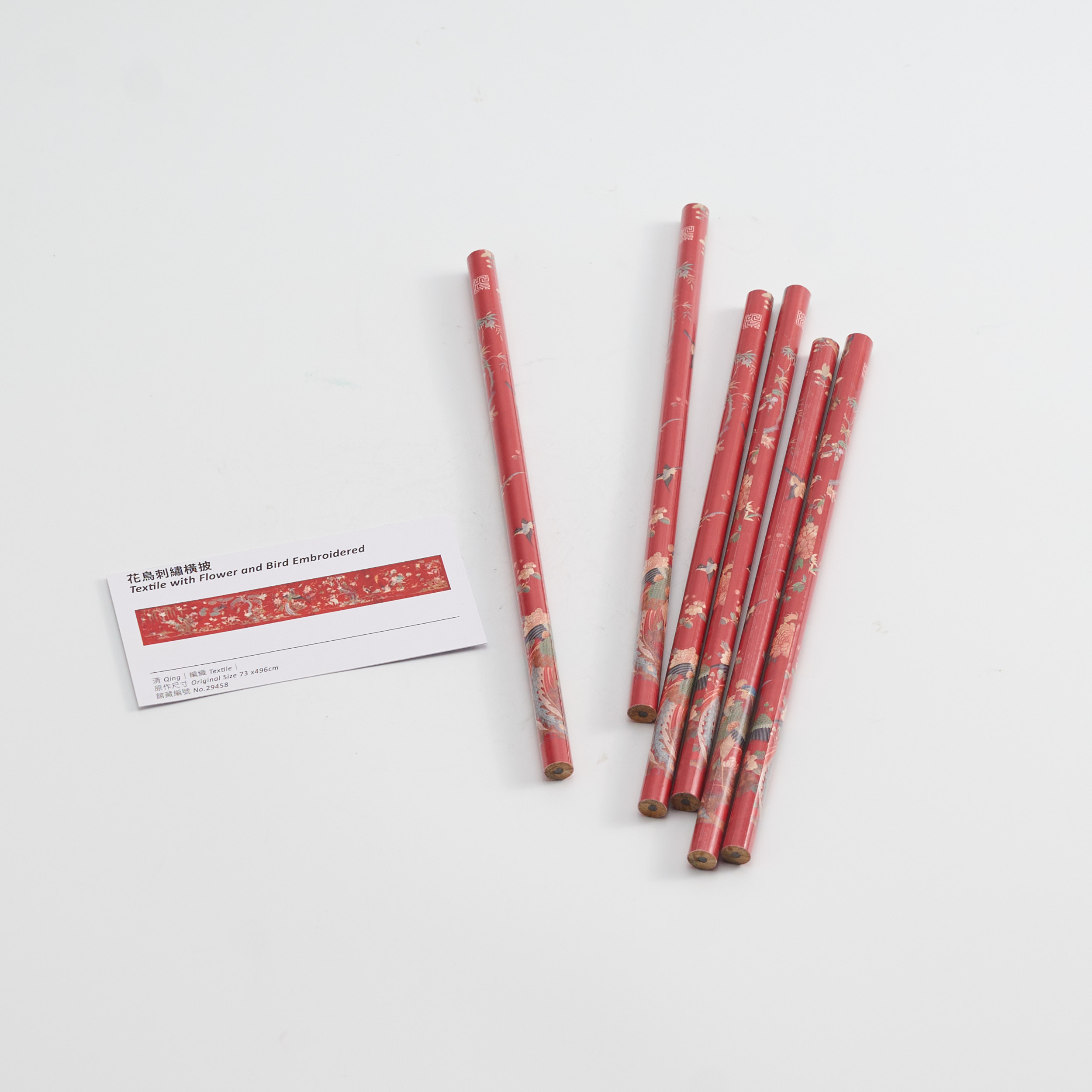 花鳥刺繡鉛筆組(6入)  Flower and Bird Pencil Set (6 pcs.)